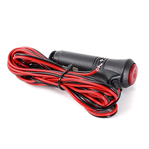 Kongqiabona - Cable de alimentación para Encendedor de Cigarrillos de 12 V/24 V, con Interruptor de luz, Cable de alimentación Rojo de 1 m, Cable de alimentación para mechero de Coche