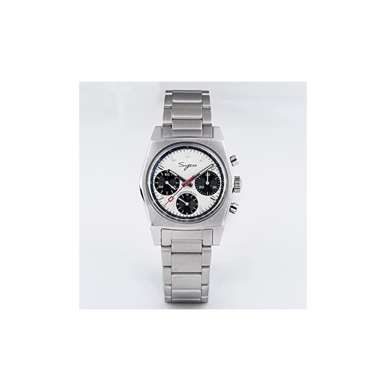 Seestern Sugess Cronografo Panda 37 Meccanico Acciaio Bianco Nero Vintage Orologio Uomo