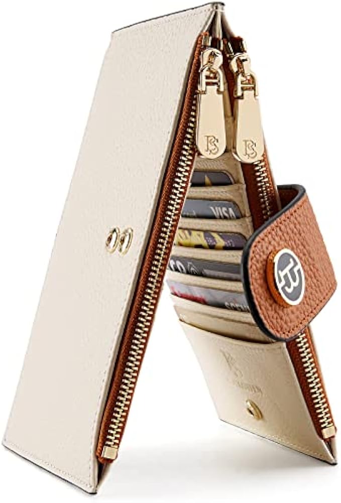 BOSTANTEN Leather Wallets for Women RFID Blocking Slim Bifold Purse Card Holder with Zipper Pocket