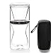 Normcore Manuell Pour Over Kaffeebereiter Set | Doppelwandige Gläser aus Borosilikatglas | Kaffeezubereiter | Kaffeemaschine | Kaffee Handfilter | inkl. Travel Hülle | PU Leder Tischuntersetzer