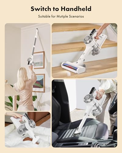 Image of Trucozie Cordless Vacuum Cleaner, 8-in-1 Lightweight Stick Vacuum with 45mins Runtime, Powerful Suction, Vacuum Cleaners for Home, Hardwood Floors, Carpet, Pet Hair,White