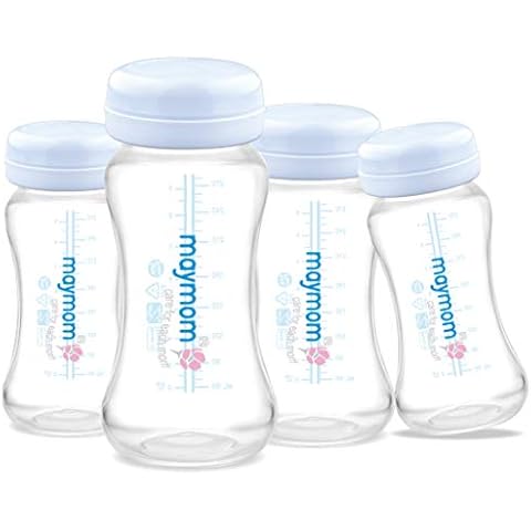 Maymom Wide-Mouth Milk Storage Collection Bottle with Travel Cap and Sealing Ring ; Replacement to Spectra S1 S2 Avent Natural Avent Classic Bottles, Motif Luna, Twist Bottles, Ameda MYA Bottle; 4pc Cover