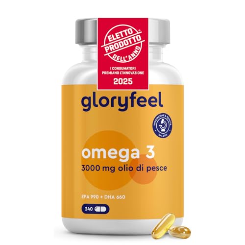 Omega 3 ad Alto Dosaggio - Eletto PRODOTTO DELL'ANNO 2025-3000 mg di Olio di Pesce (990 mg EPA + 660 mg DHA) - 240 Capsule in Forma di Trigliceridi - Olio di Pesce Altamente Biodisponibile