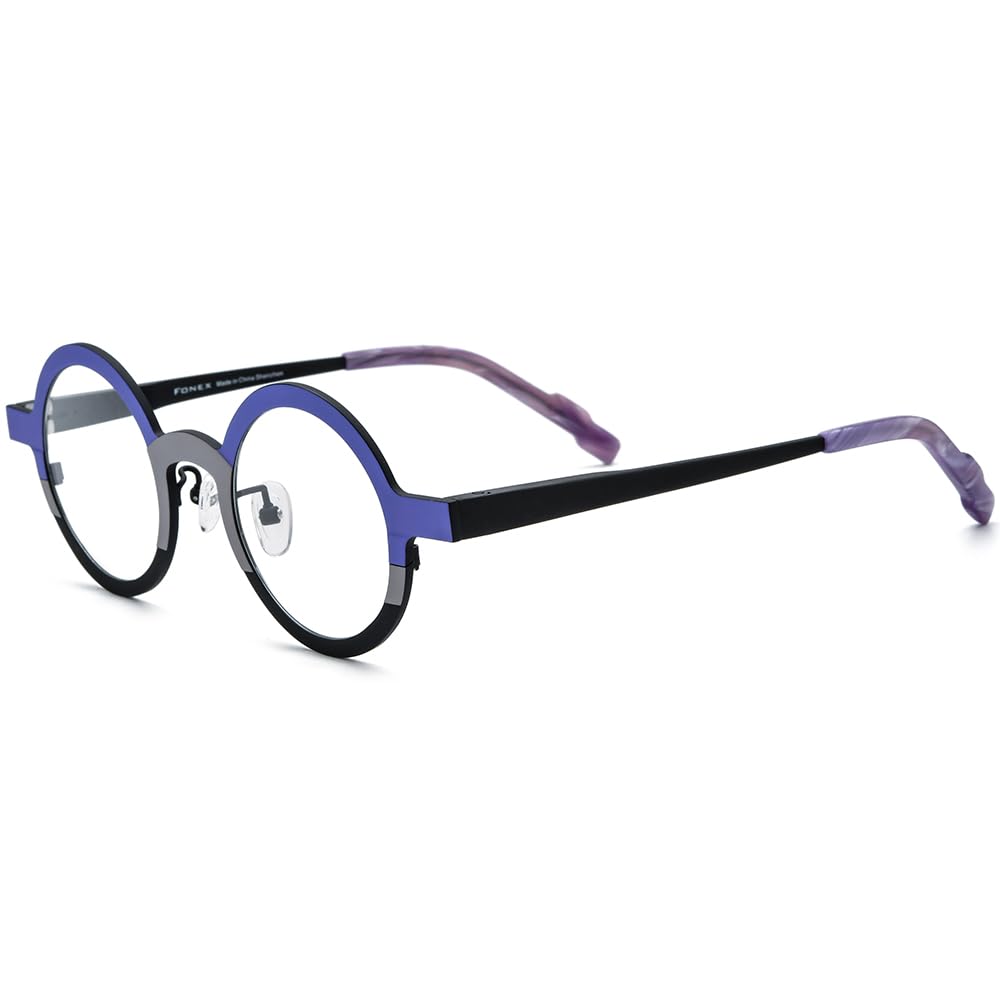 FONEX Colorful Pure Titanium Glasses Frame Women Retro Round Eyeglasses