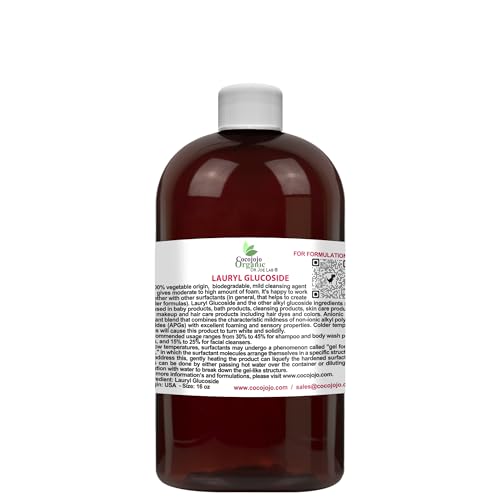 Dr Joe Lab Lauryl Glucoside Natural Surfactant - Surfactants for Soap Making, Lauryl Glucoside, DIY Shower Gel, Skin Care, Body and Face Wash, Plant Derived, Natural - 16 Oz