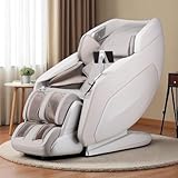 WELCON Royalrelaxx 4D Massagesessel elektrisch Hellgrau-Hellbeige – Relaxsessel mit Sensor-Scan, 3 Heizstufen, 24 Programmen & Ganzkörpermassage