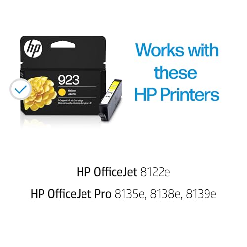 Image of HP 923 Yellow Ink Cartridge | Works with OfficeJet 8120, Pro 8130 Series | 4K0T2LN