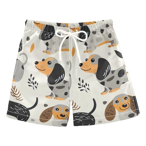 FLildon Cute Dogs Little Boys Swim Trunks with Mesh Lining Quick Dry Beach Board Shorts, 3T