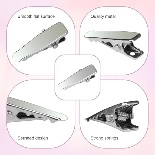 50 Piezas Pinzas de Metal Cocodrilo para Cabello, Clips Pequeños para Manualidades, Accesorios de Cabello, Suministros DIY, Color Plateado, 1 Pulgada miniatura 3