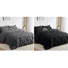 Dark Gray & Black Comforter Set 7 Pieces with Comforter, Flat Sheet, Fitted Sheet and Pillowcases & Shams