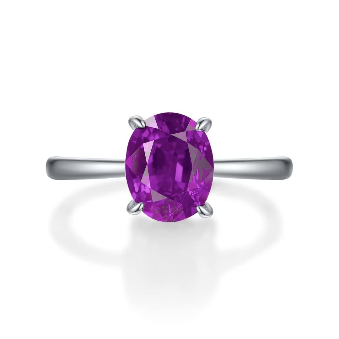 AILAAILA Classic Oval Cut Birthstone Ring Engagement Rings Cubic Zirconia Stainless Steel Birthday Gifts Jewelry for Girls Women Teens Girls Size 4-9, Non-Precious Metal, Cubic Zirconia