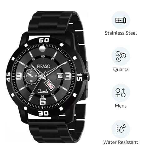 Image of PIRASO Analog Day and Date Working Display MESH Strap Watch for Men & Boys