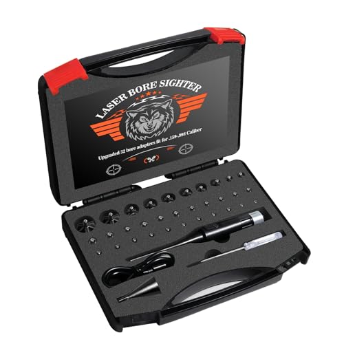 Xiaoxinluck USB Rechargeable Bore Sight Laser Kit with 32 Adapters, Fits .17 to 12GA Calibers, Professional Green Laser Bore Sighter for All Guns