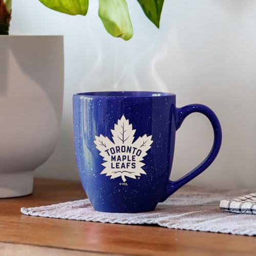 Image of Rico Industries NHL Hockey Toronto Maple Leafs Royal Personalized 16 oz Team Color Laser Engraved Speckled Ceramic Coffee Mug