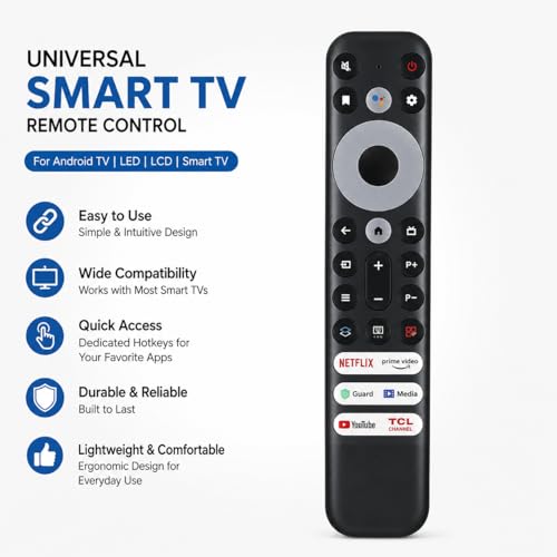 Image of KPDP for TCL TV Remote Replacement for TCL Smart TV (32 /43 /55 Inch LED TV) | Compatible with TCL Android & 4K UHD TVs | No Pairing Required | Model 902V
