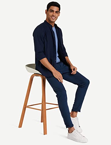 Image of Amazon Brand - Symbol Men's Cotton Shirt | Chinese Collar | Casual | Plain | Full Sleeve | Summer - Regular Fit (Available in Plus Sizes)