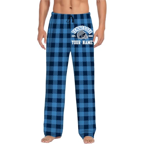 OAOANS Tennessee Pajama Pants Custom Name Number Personalized Football Sports Style Soft Comfy Home Pants with Pockets Drawstring