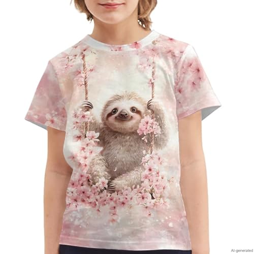 Image of WELLFLYHOM Kids Tshirts Girls Boys Short Sleeve Crewneck Tees Shirts Casual Sport Pullover Tops Size 3-16 Years