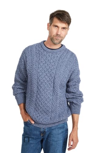 Men's Irish Traditional Aran Merino Wool Pullover Sweater