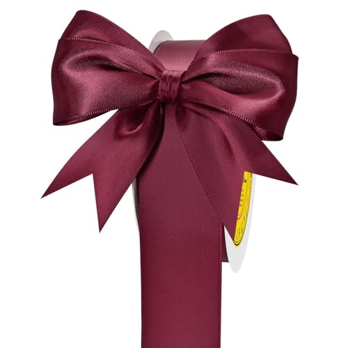 Image of Double Face Wine Red Satin Ribbon 1-1 /2 inch X 50 Yards Polyester Wine Red Ribbon for Gift Wrapping Very Suitable for Weddings Party Hair Bow Invitation Decorations and More