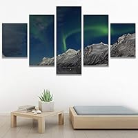 SIGNWIN 5 Panel Canvas Wall Art Astronomy & Space Contemporary Cosmic Dramatic Green Group Photography Realism Ultra for Home Decorations Ready to Hang - 60