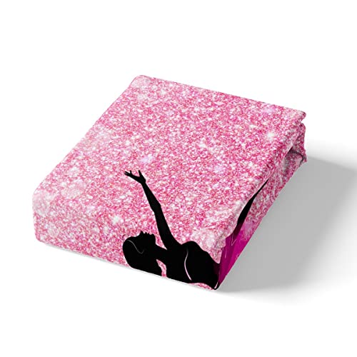Ballet Dancer Duvet Cover Single Size For Girls Dancing Ballerina Bedding Set For Kids Teens Women Adult Pink Glitter Comforter Cover Sparkle Galaxy Singlekle Bed Set 2 Pcs With 1 Pillow Case - Image 4