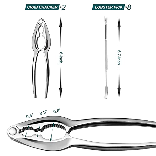 Hiware 10-piece Seafood Tools Set, 2 Lobster Crackers and 8 Seafood Forks