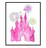 Walt Disney World Cinderella Castle with Tinker Bell Wall Art Poster Print - Perfect Girls Room...