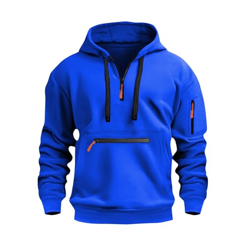 Mens Tactical Hoodies Casual Quarter Zip Pullover Vintage Workout Hoodies Military Tactical Sweatshirts with Pockets