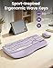 Purple Ergonomic Wireless Keyboard and Mouse Combo, Sablute 2.4G Full Size Ergo Wave Key Board with Cushioned Plam Rest, Natural Typing, 3 DPI Adjustable Silent Mouse for Computer/Laptop/Windows/Mac