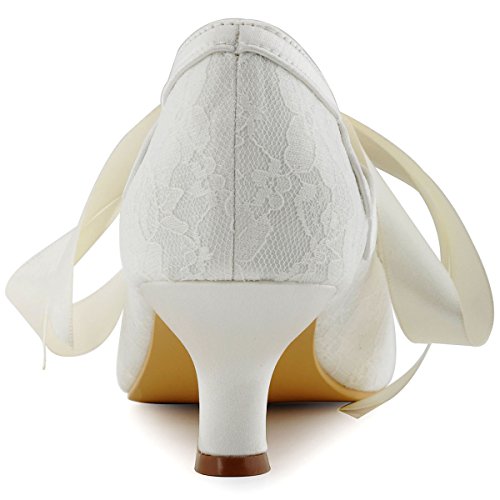 ELEGANTPARK Lace Wedding Shoes Closed Toe Bridal Shoes Women Mary Jane Low Heels Pumps Wedding Dress Shoes4