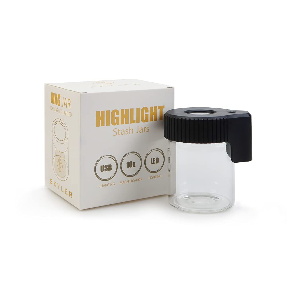 LEWOT Magnifying Viewing Jar with LED Light, Airtight Transparent Glass