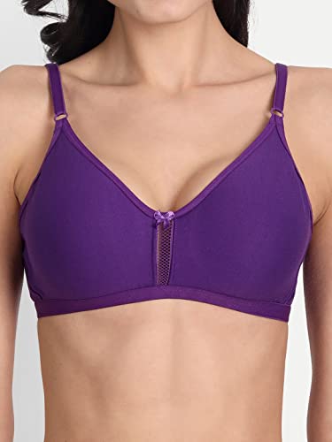 Image of Aimly Women's Cotton Blend Seamless Non-Wired Adjustable Strap Bra Pack of 2