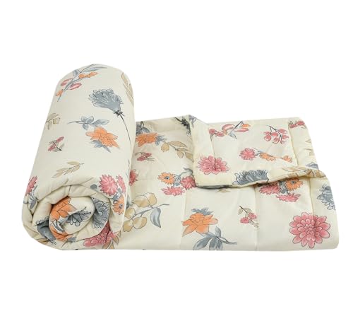 Image of FRESH FROM LOOM Microfiber All Seasons Collection Micro Fiber Comforter | Dohar | Quit | Single Bed | Double Weaved | Washable | Hypoallergenic Skin Friendly (Pastel-Cream | 60x90 in, Single Bed)