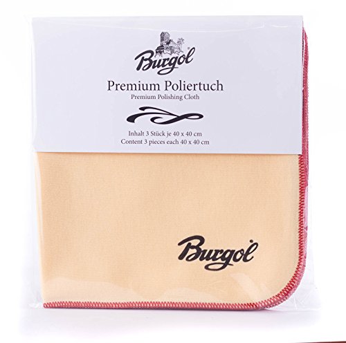 Burgol Premium Poliertuch im 3er-Set, Beige, 40 x 40 cm
