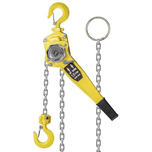 OUUTMEE Paranco Manuale a Catena, 1.5 T Paranco a Levier Manuale, Altezza di Sollevamento 3 M, Paranco a Catena in Acciaio al Carbonio G80 con Gancio per Magazzino, Garage e Piattaforma di Fabbrica