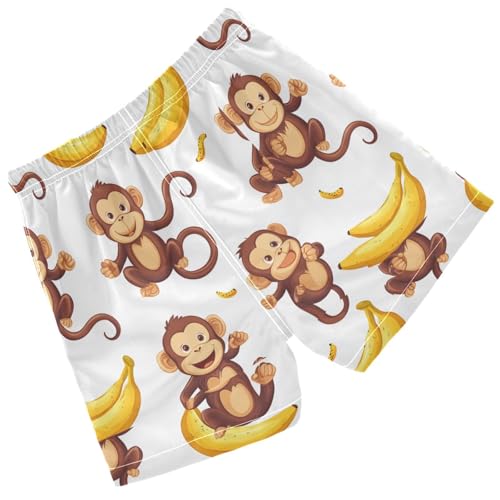 Pigsaly Boys' Swim Board Shorts Yellow Bananas Funny Brown Monkeys Boy's Swim Trunks Kids Swimwear 3T2