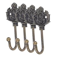 NUOBESTY 4pcs Rustic Bronze Wall Mounted Hooks Vintage Metal Coat Hat Towel Hangers for Home Decor Entryway Bedroom Living Organization