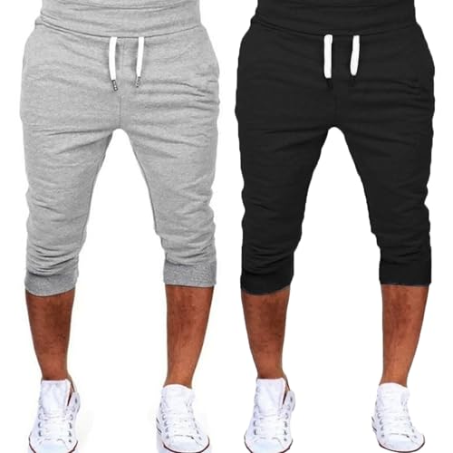 Generisch Sporthose Herren Kurz 2Er Pack Jogginghose Herren 3/4 Lang Sommerhoes Einfarbig Laufhose Leicht Laufhose Atmungsaktiv Trainingshose Mit Bündchen Freizeithose Bequem Sweatshorts Casual Hose Generisch Sporthose Herren Kurz 2Er Pack Jogginghose Herren 3/4 Lang Sommerhoes Einfarbig Laufhose Leicht Laufhose Atmungsaktiv Trainingshose Mit Bündchen Freizeithose Bequem Sweatshorts Casual Hose