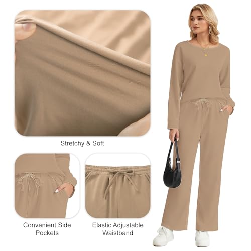 MAGICATELIER Women's 2 Piece Sets Long Sleeve Wide Leg Pants Sweatsuit - image 3
