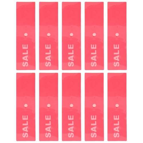 KAILIKETIY Etiquetas Colgantes de Plástico Rojas para Ropa 10 Unidades, Etiquetas de Venta con Mecanismo de Presión para Perchas, Ideales para Boutiques y Tiendas Minoristas,