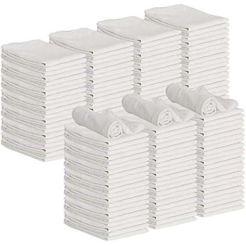 GREEN LIFESTYLE White Shop Towels 12x14, 150 Pack - 100% Cotton Super Absorbent & Durable Shop Rags, Reusable Shop Rags Bulk, Multipurpose Cleaning Towels for Automobiles, Industries, Garage and Home Cover