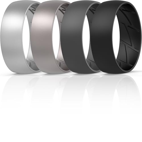 Image of ThunderFit Silicone Rings for Him and Her, Rubber Engagement Bands Unisex - 1 /4 /5 /7 /8 Variety Multipack