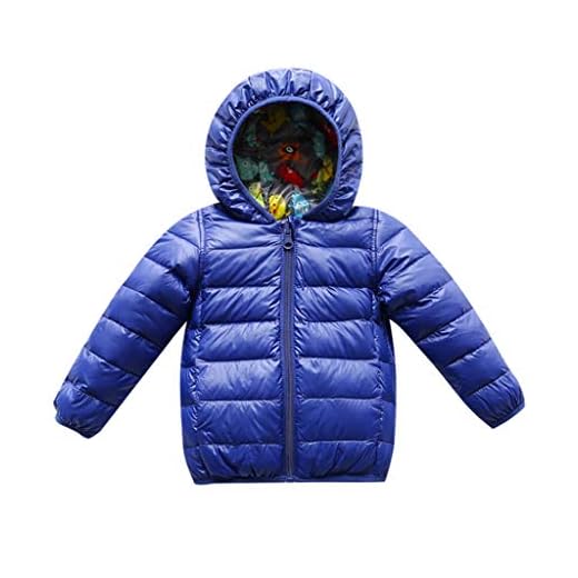 Barn dunjacka Pojkar Tjejer Dam Dunjacka Barn Hooded Coat Vinter Lätt Fackble Bomull Coat Dubbelsidig Höst Och Vinter jackor & västar (Color : Blue80)