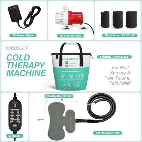 Image of Cold Therapy Machine for Shoulder with Programmable Timer, Portable Ice Machine for Shoulder After Surgery, Lightweight Replacement Recovery System, Cryotherapy Pain Relief