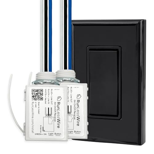 Image of RunLessWire 2 Fixture Battery-Free Wireless Light Switch Kit - Black