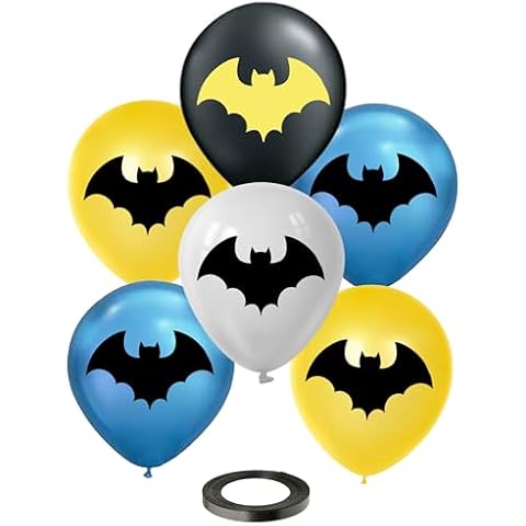 Bat Superhero 12" Birthday Balloons Printed Double-Sided 30 Pcs | Assorted Colors Premium Latex | Bat Party Decorations & Supplies for Kids by Vision E.D. Cover