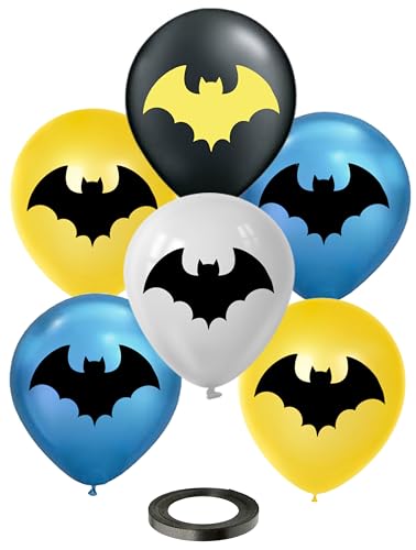 Bat Superhero 12" Birthday Balloons Printed Double-Sided 30 Pcs |...
