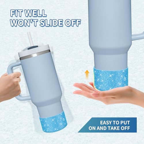 Image of WUQID Protective Bling Silicone Boot Sleeve, Compatible with Stanley Tumbler 20-40oz & Hydro Flask Bottle 12oz-24oz, Glitter Reduces Dents Sleeve Cover for More Bottles /Tumblers Bottom of 2.83-2.95in