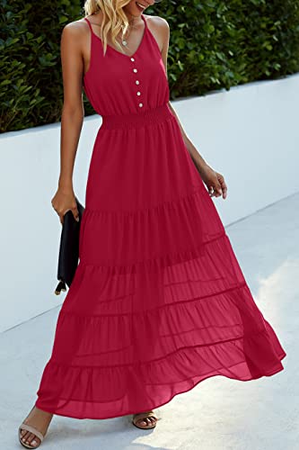 Image of PRETTYGARDEN Women's 2026 Summer Maxi Dress Spaghetti Strap Sleeveless High Waist Beach Vacation Long Sundresses